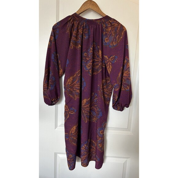 Tucker Womens Dress Large Button Front Tunic Purple Floral Boho Chic Lightweight - Picture 4 of 11